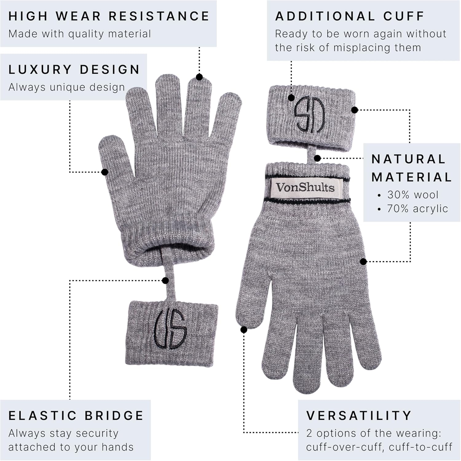 VonShults Merino Wool Winter Gloves Christmas Gift