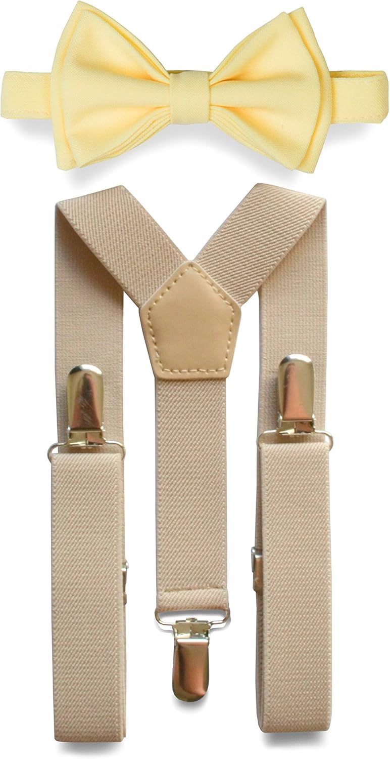 Perfect Tan Suspenders Bow Tie Set for Any Occasion