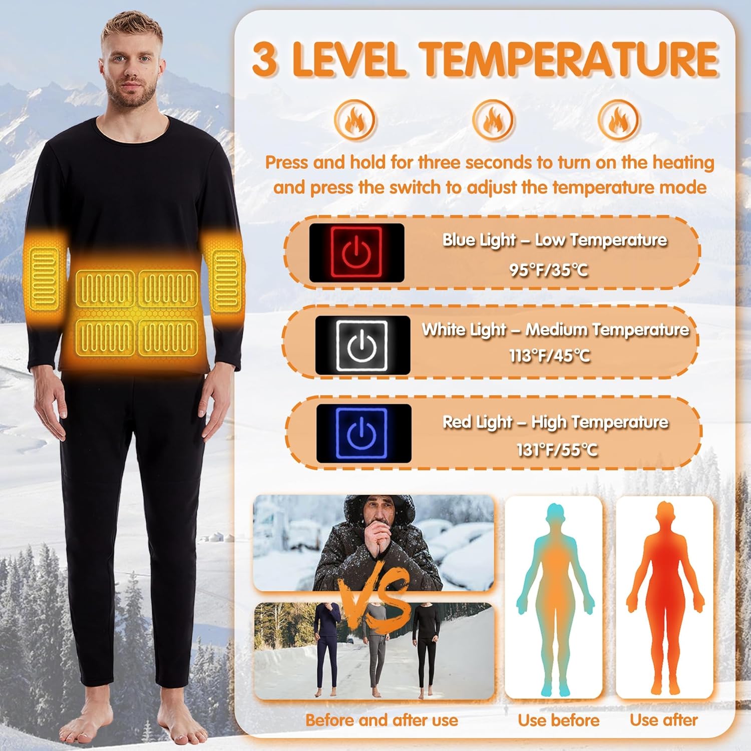 Heated Thermal Shirt for Men with 16 Heating Zones under_CB