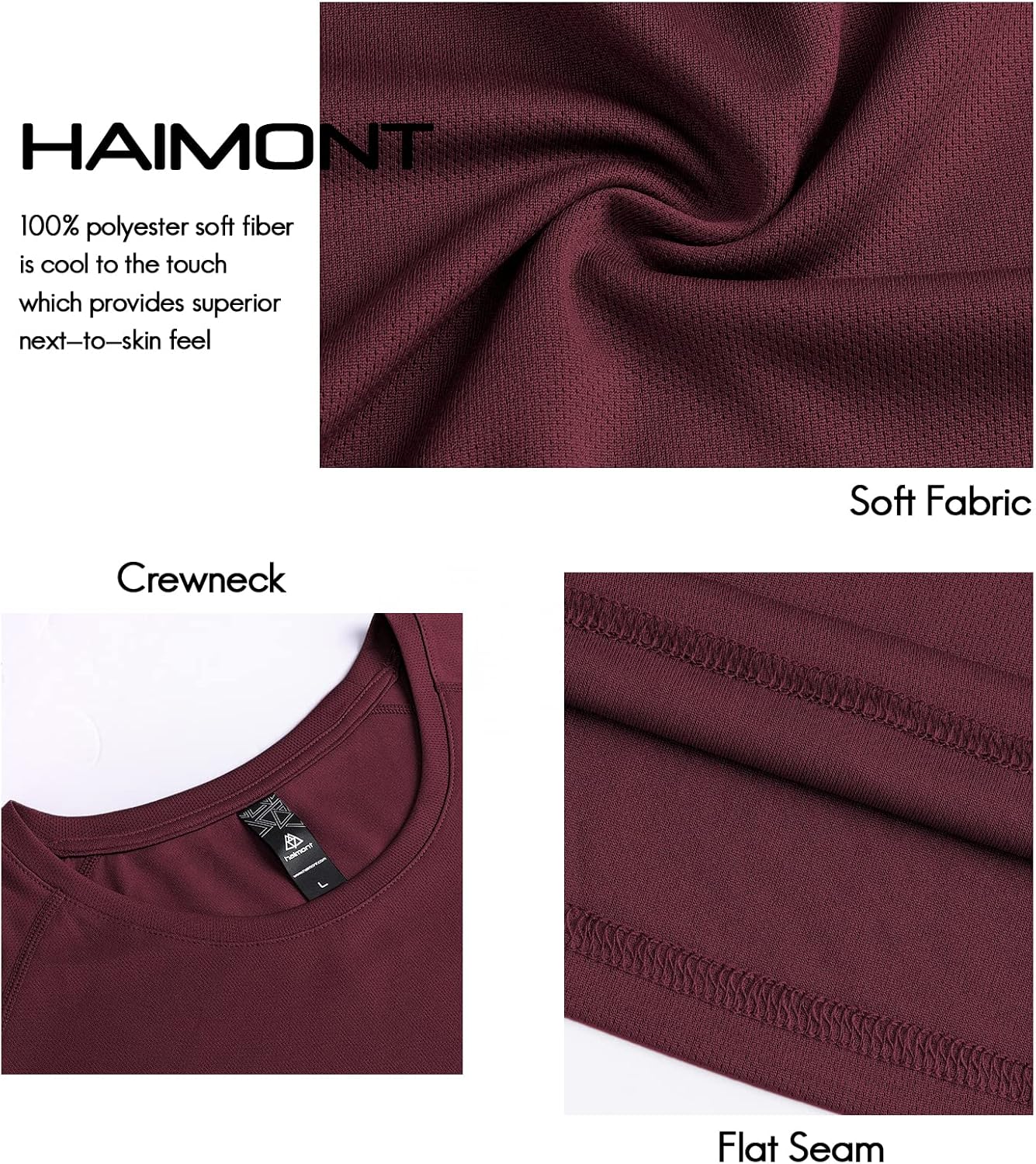 Haimont Mens moisture-wicking crew-neck t-shirt with reflective logo