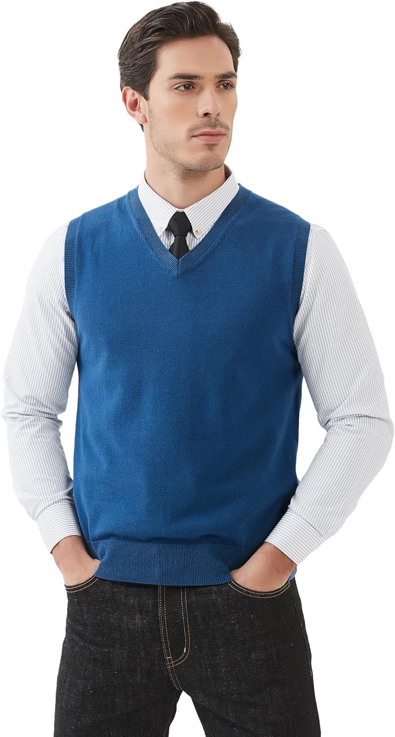 Kallspin Mens Slim-Fit V-Neck Cotton Vest