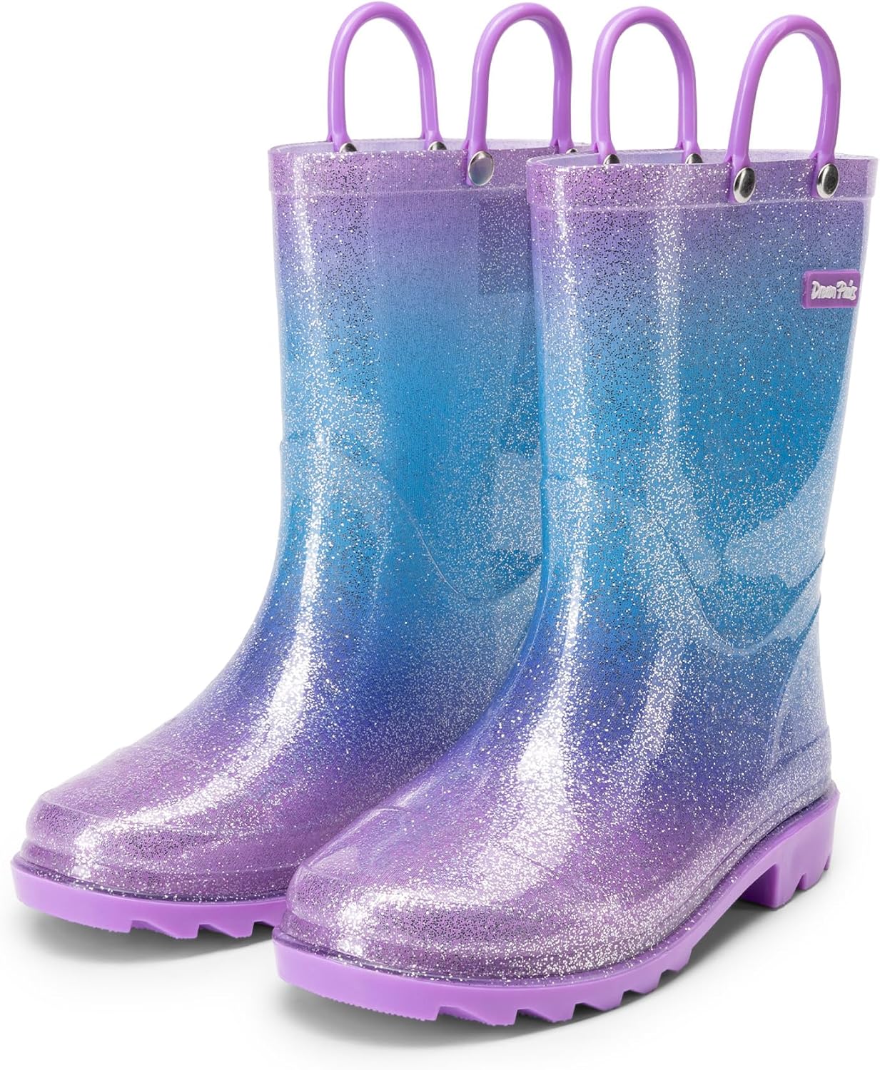 DREAM PAIRS Kids Rain Boots Glitter Boys Girls