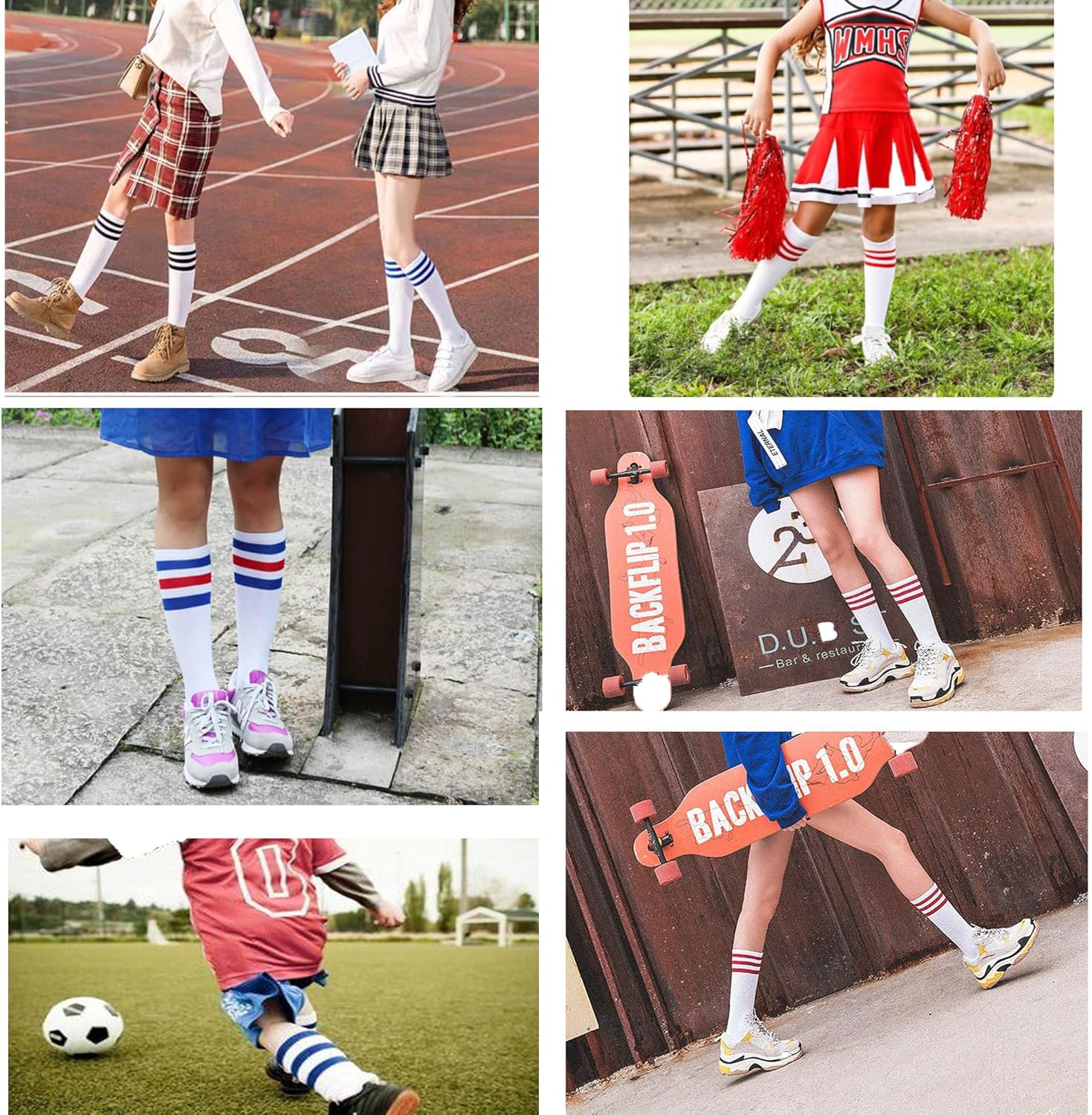 Henwarry Kids Soccer Socks with Classic Stripes