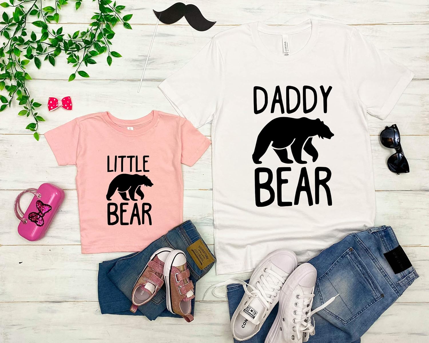 Handmade Baby Papa Bear Mens T-shirt Baby Outfit Father Son Matching Set