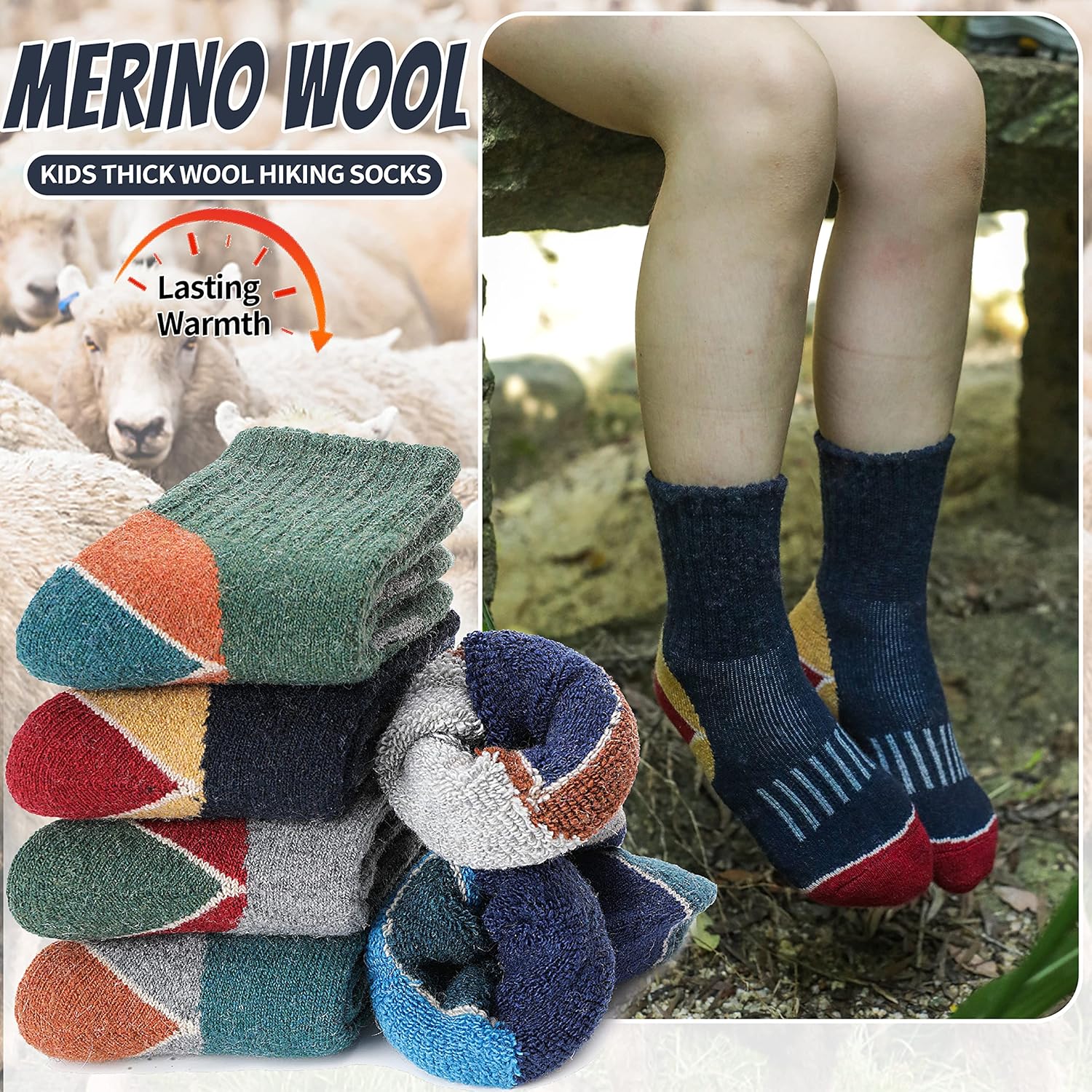 Warm Merino Wool Socks for Kids