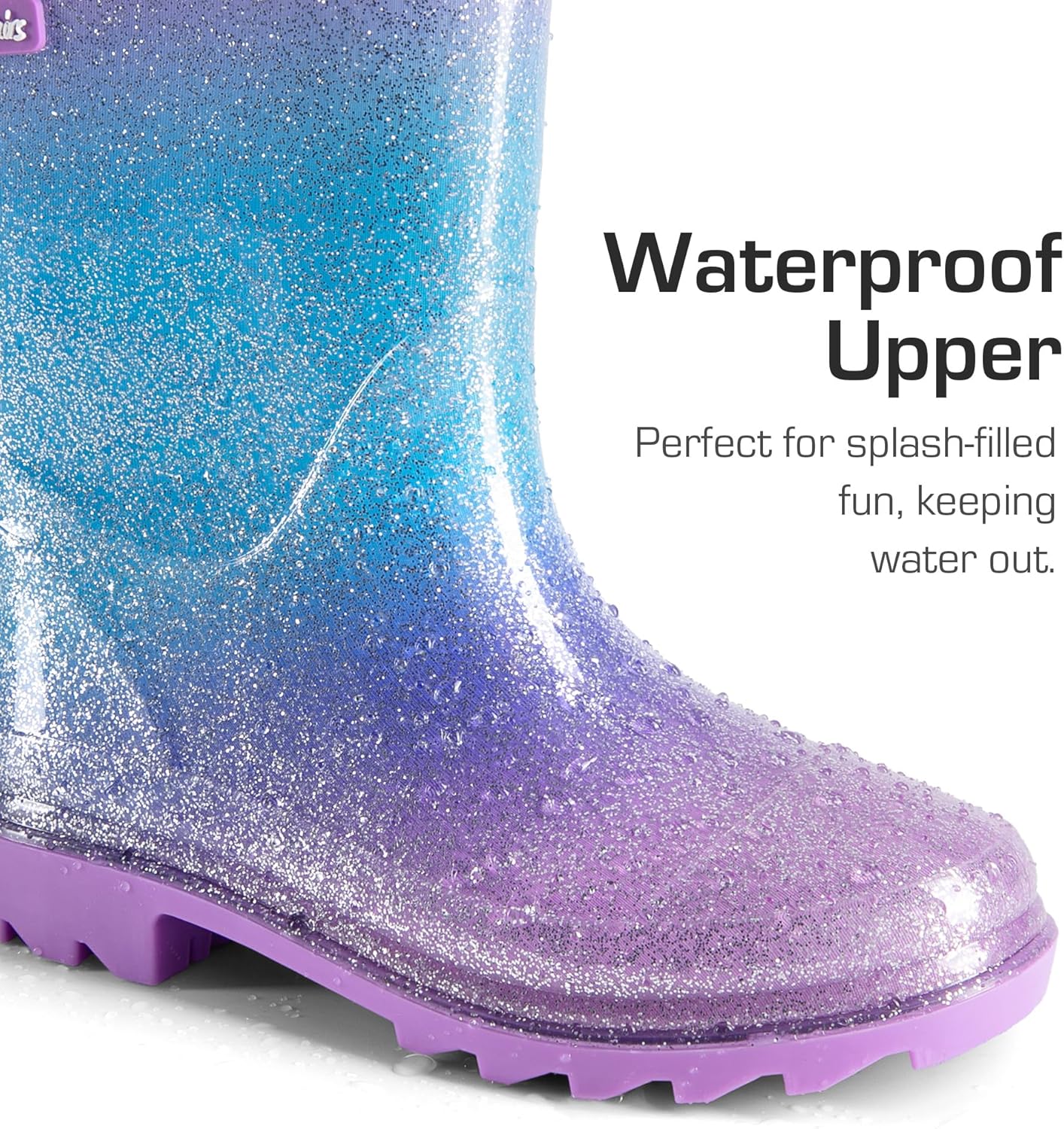 DREAM PAIRS Kids Rain Boots Glitter Boys Girls