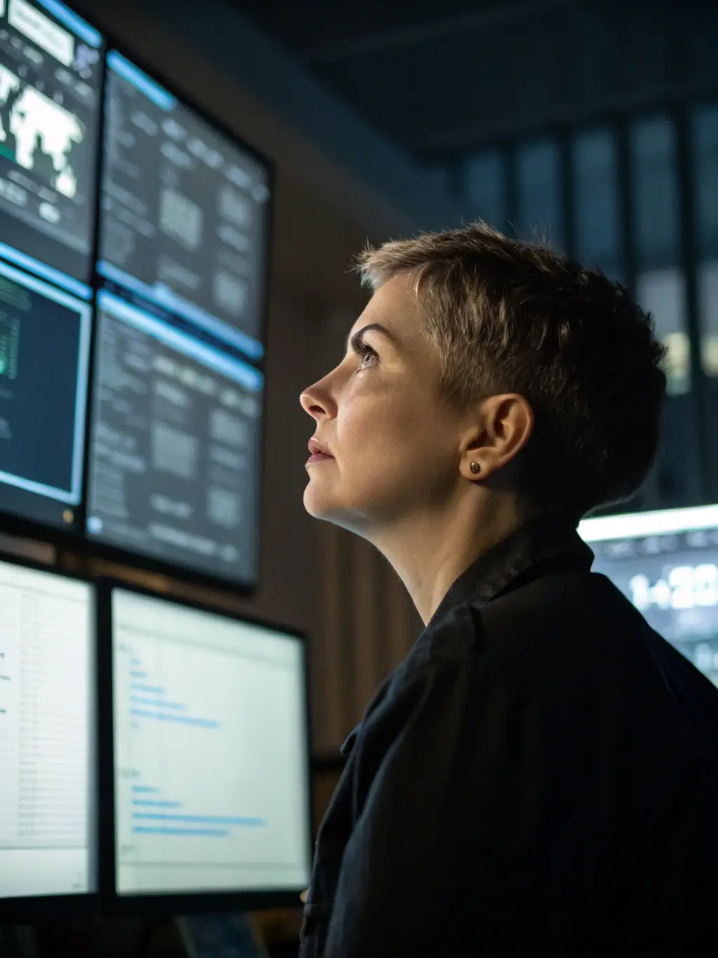 A cybersecurity expert analyzing network traffic for vulnerabilities, ensuring data protection and system integrity.